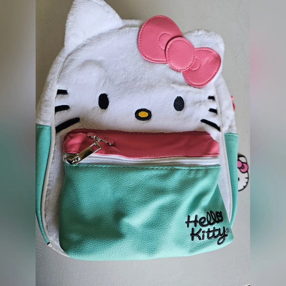 Sanrio Hello Kitty Kids Plush Backpack - White, Pink & Teal